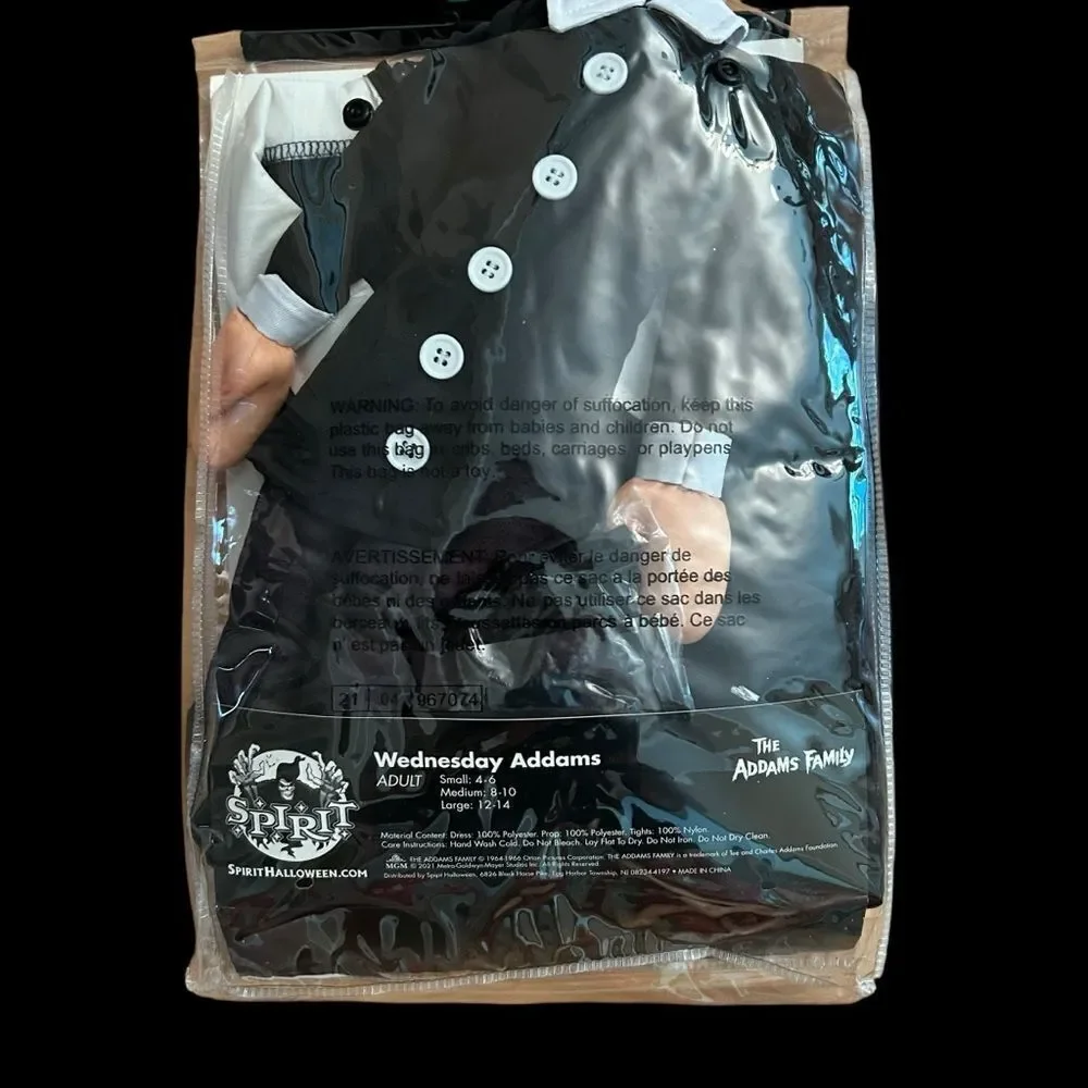 Wednesday Addams Family Halloween Costume Adult Size Large  12/14 NIP - Picture 3 of 5